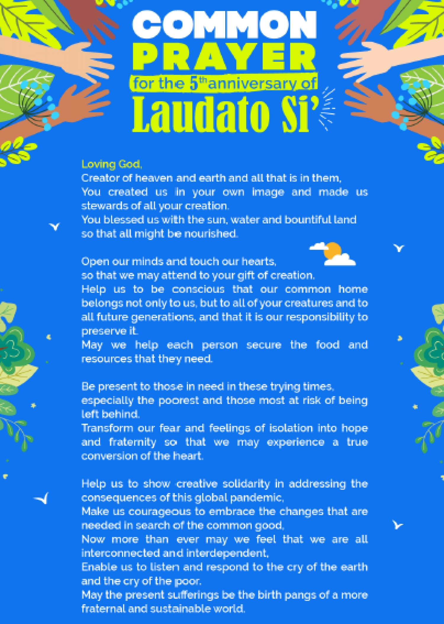Common Prayer for the  5th anniversary 24th May 2020 of LAUDATO SI